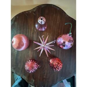 Set of 5 Vintage Pink Christmas Ornaments
